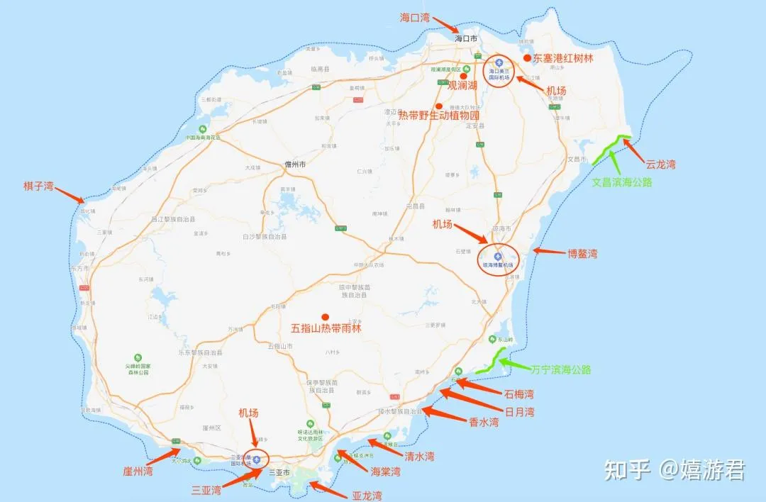 海南旅游线路(海南旅游线路图高清版大图)